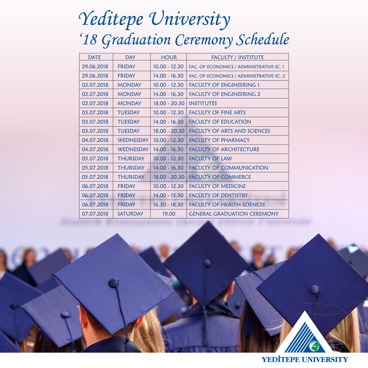 '18 Graduation Ceremony Schedule
