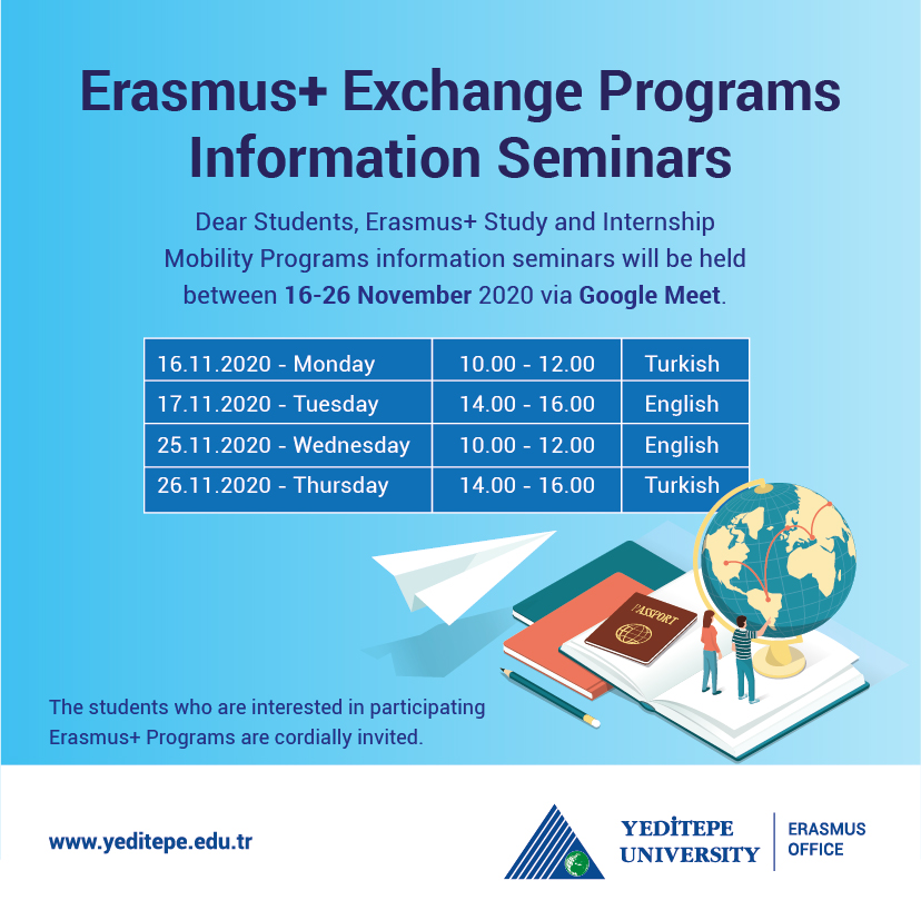 Erasmus+ Değişim Programları Bilgilendirme Seminerlerine Davetlisiniz!